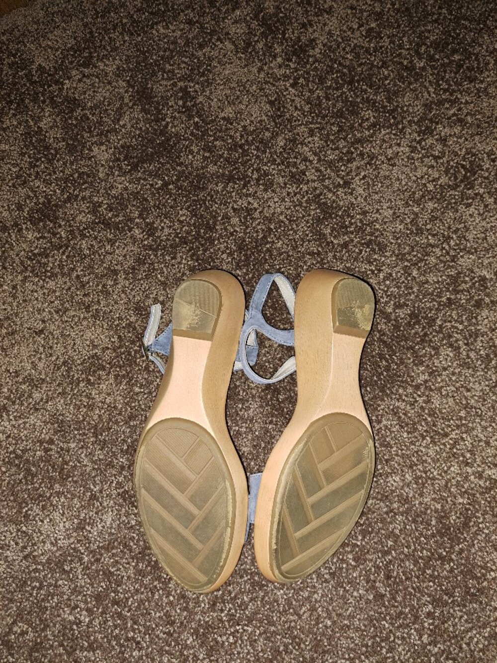 White Mountain Women's Corky Ankle Strap Blue Suede Sandals. - Picture 6 of 8